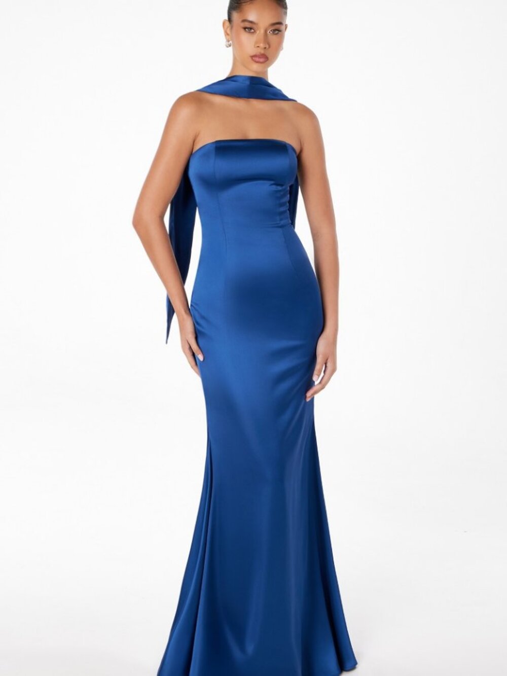 NEW NAVY Evening Gown Floor Length Formal Elegant Stunning T2012